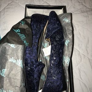 Navy floral loafers shoes